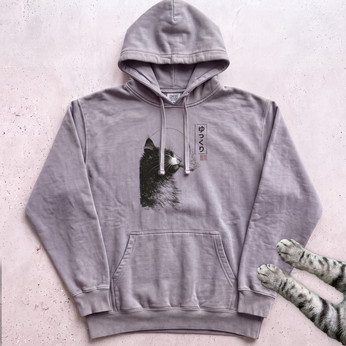 Cat Smoking Hoodie - Grey