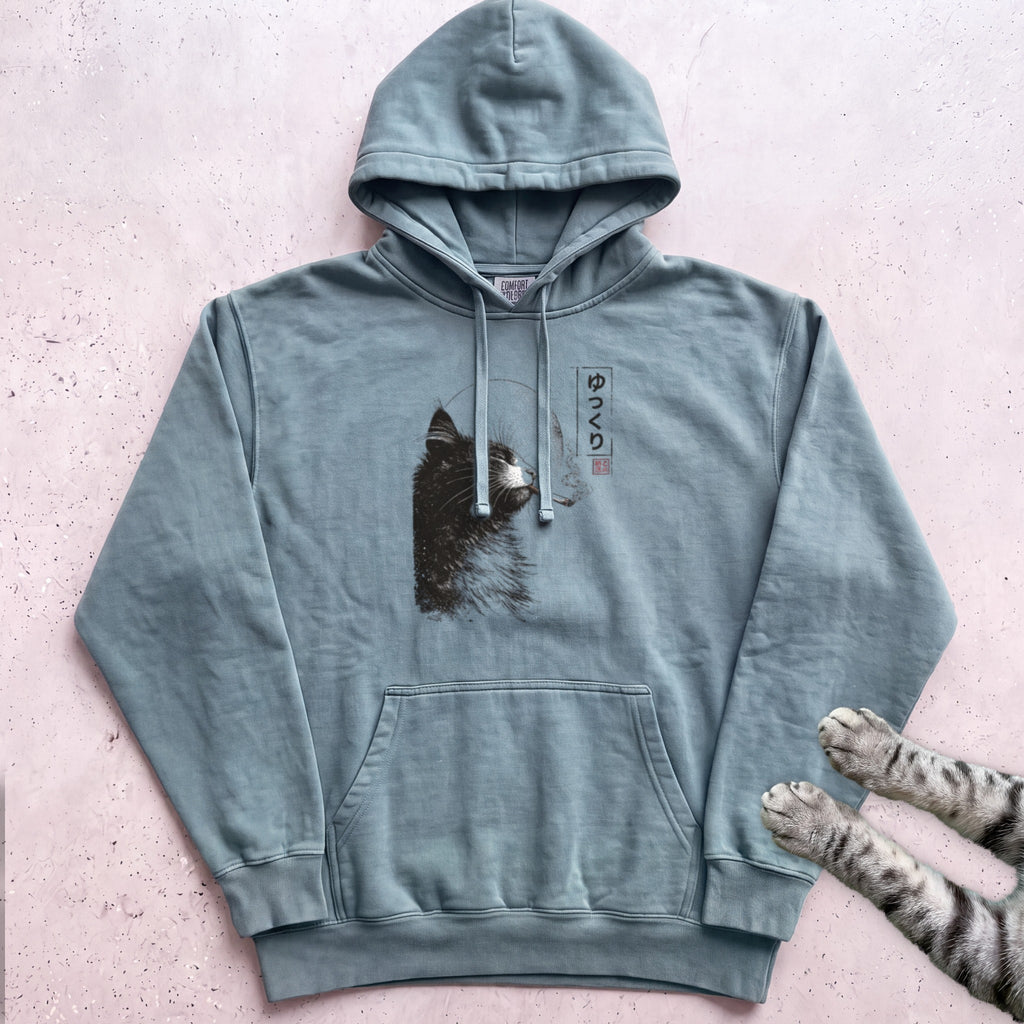 Cat Smoking Hoodie - Seafoam