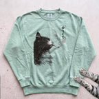 Cat Smoking Sweatshirt - Light Green