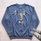 Weightlifter Cat Sweatshirt - Blue Jean