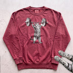 Weightlifter Cat Sweatshirt - Crimson