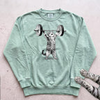 Weightlifter Cat Sweatshirt - Light Green