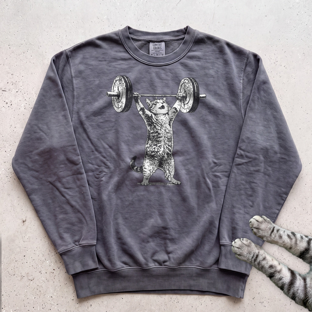 Weightlifter Cat Sweatshirt - Pepper
