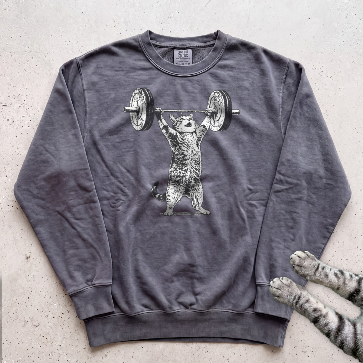 Weightlifter Cat Sweatshirt - Pepper