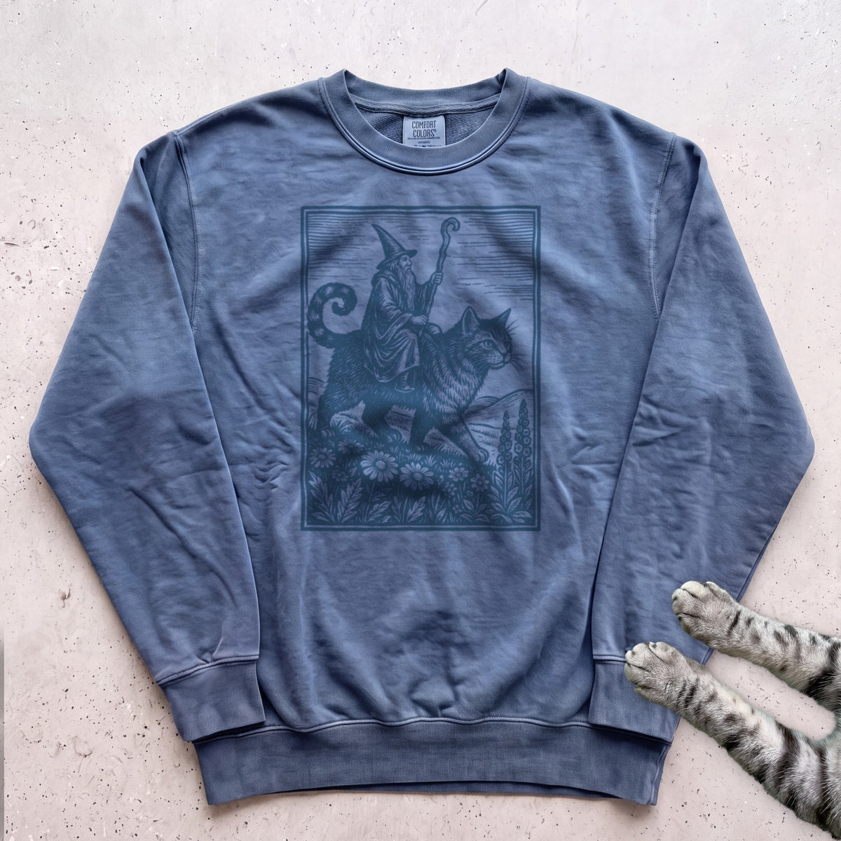 Cat Wizard Sweatshirt - Blue Jean
