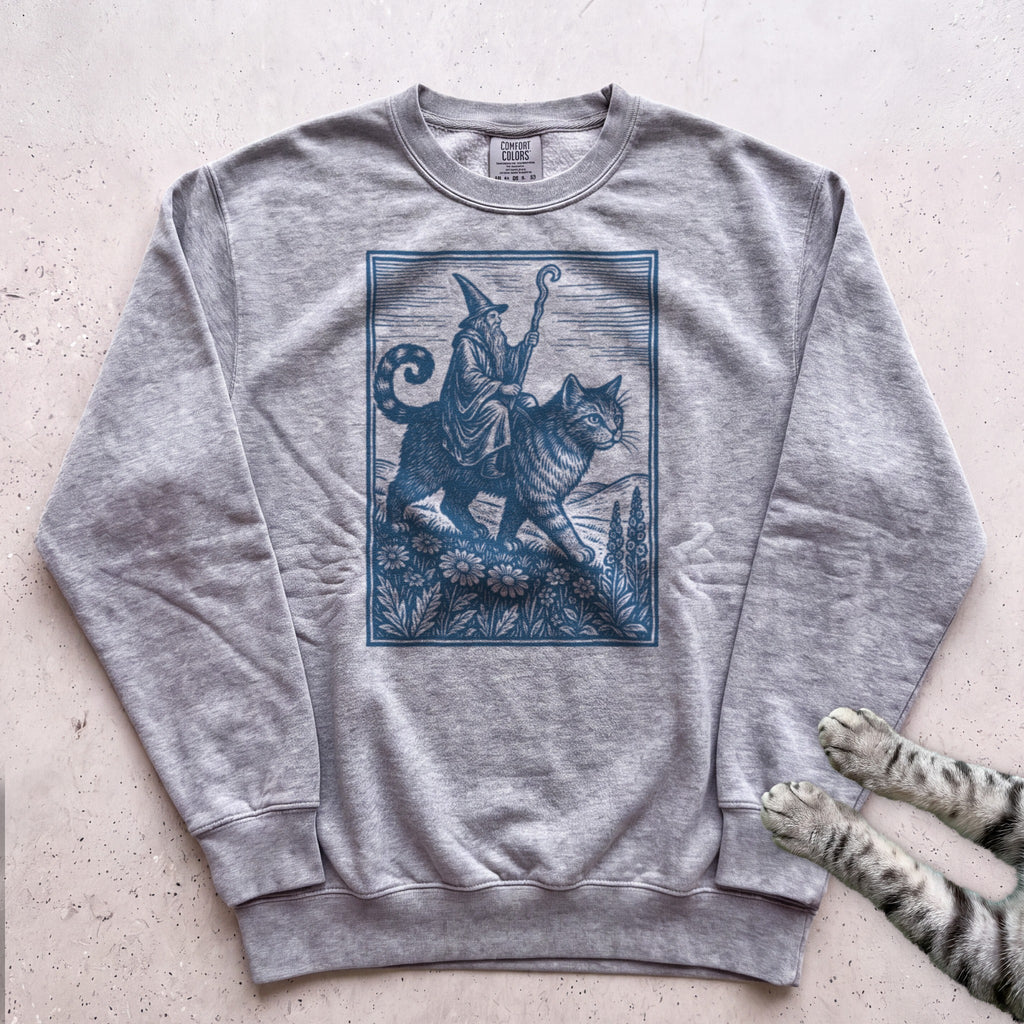 Cat Wizard Sweatshirt - Grey