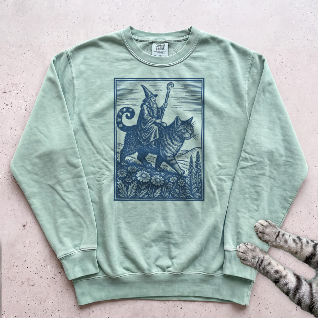 Cat Wizard Sweatshirt - Light Green