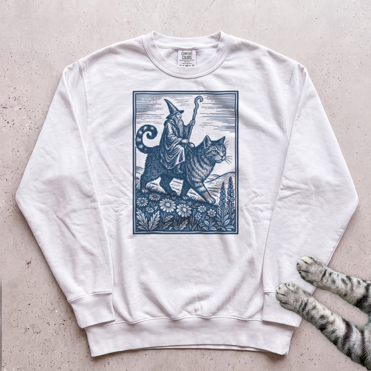 Cat Wizard Sweatshirt - White