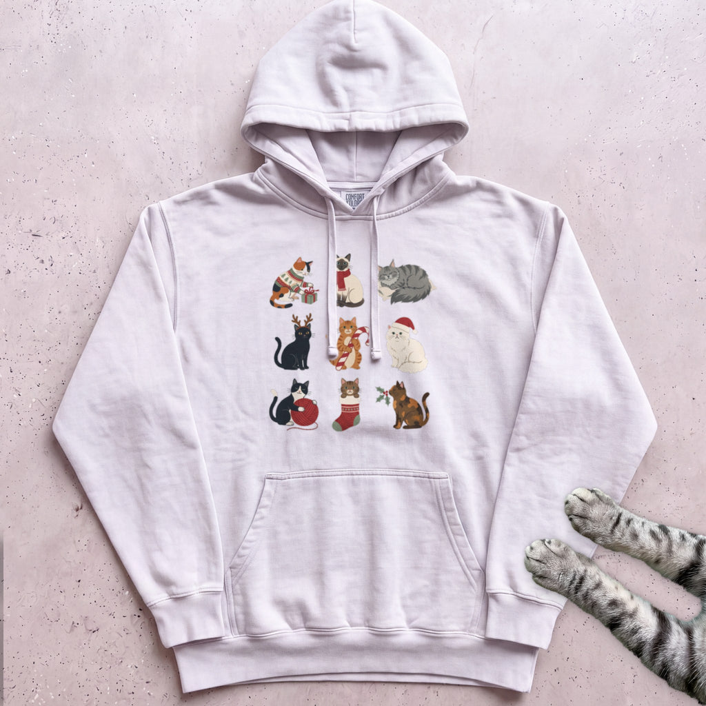 Catmas Gathering Cat Hoodie - White