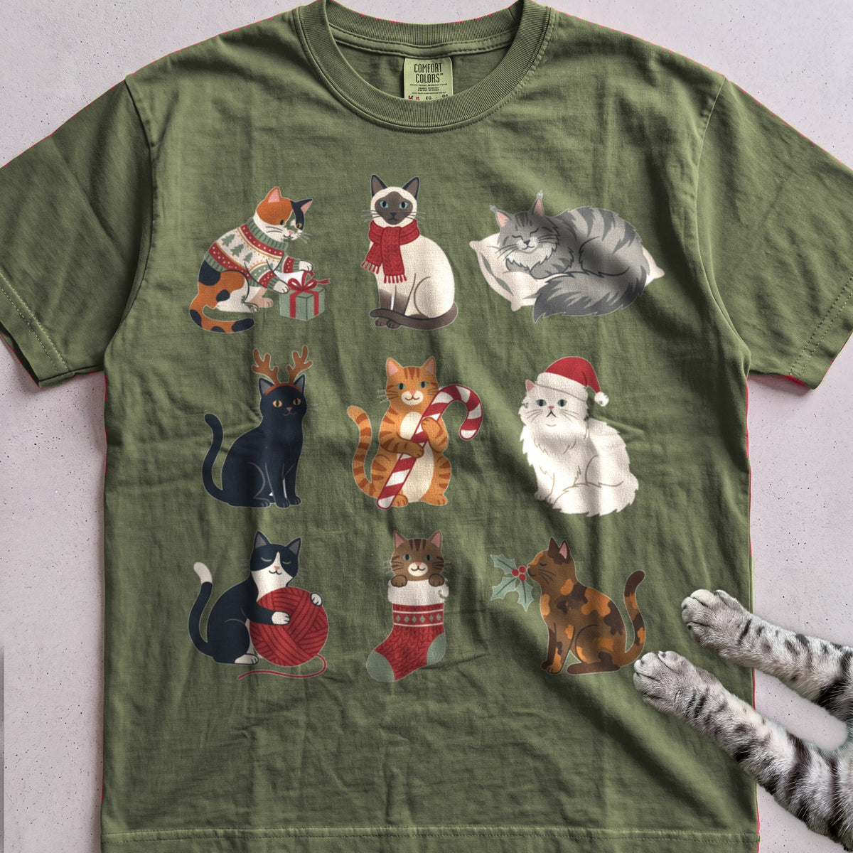 Catmas Gathering Cat T-Shirt - Hemp