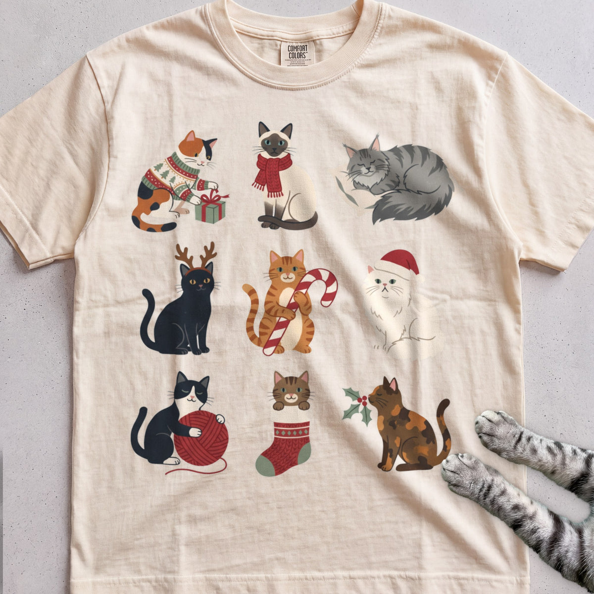 Catmas Gathering Cat T-Shirt - Ivory