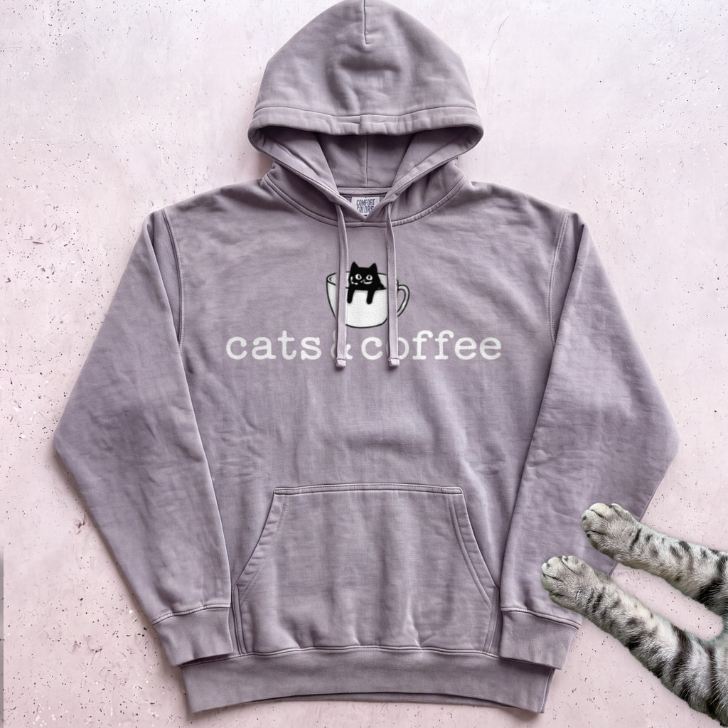 Cats & Coffee Hoodie - Grey