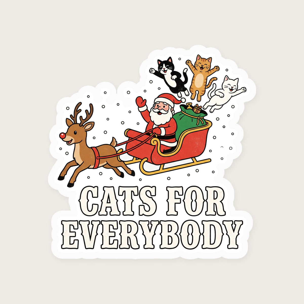 Cats for Everybody Santa Sticker print detail