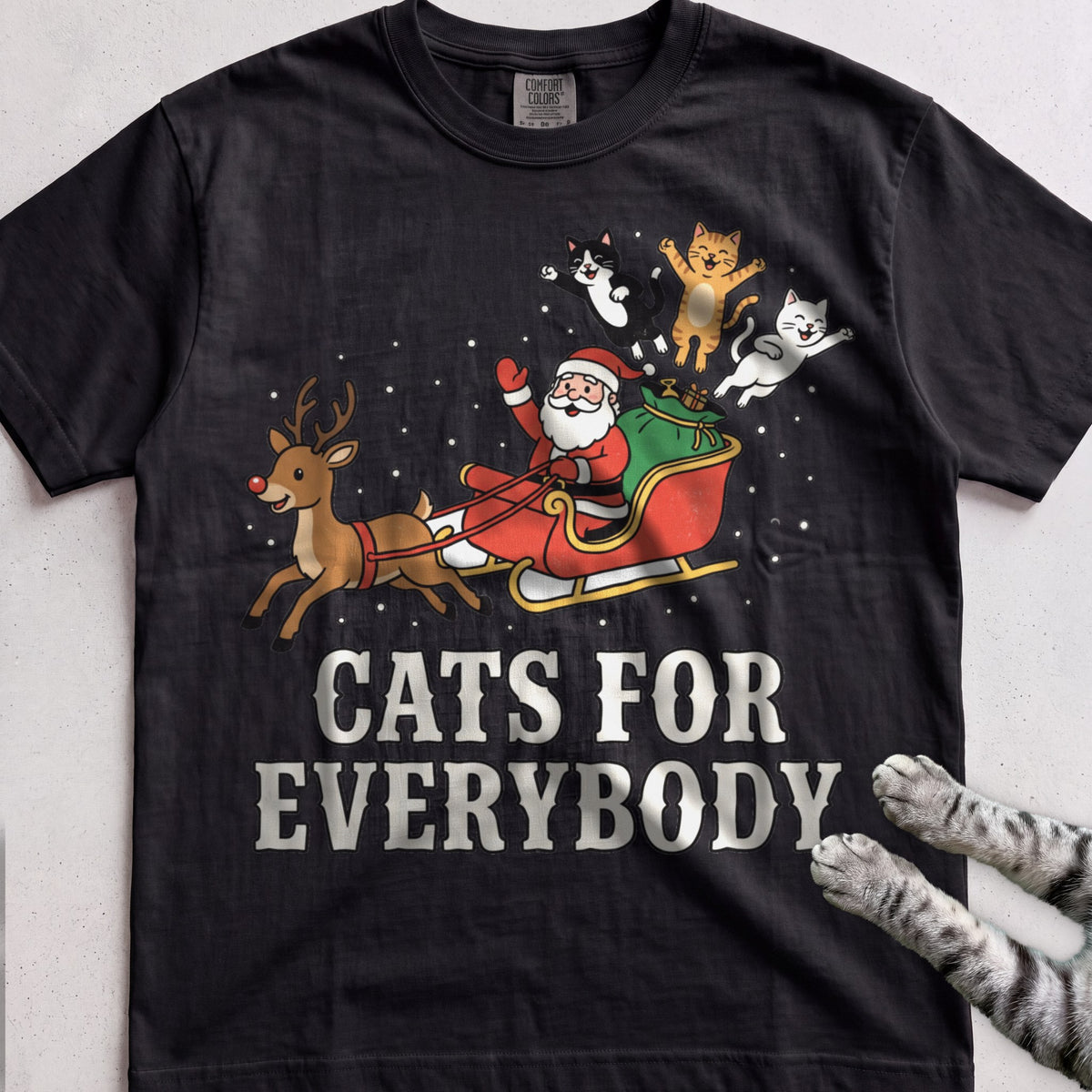 Cats for Everybody T-Shirt - Black