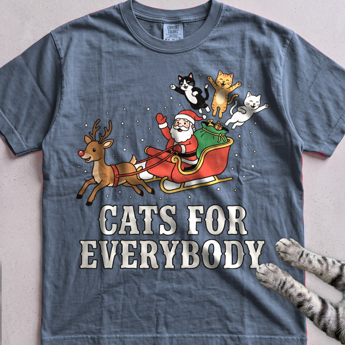 Cats for Everybody T-Shirt - Blue Jean