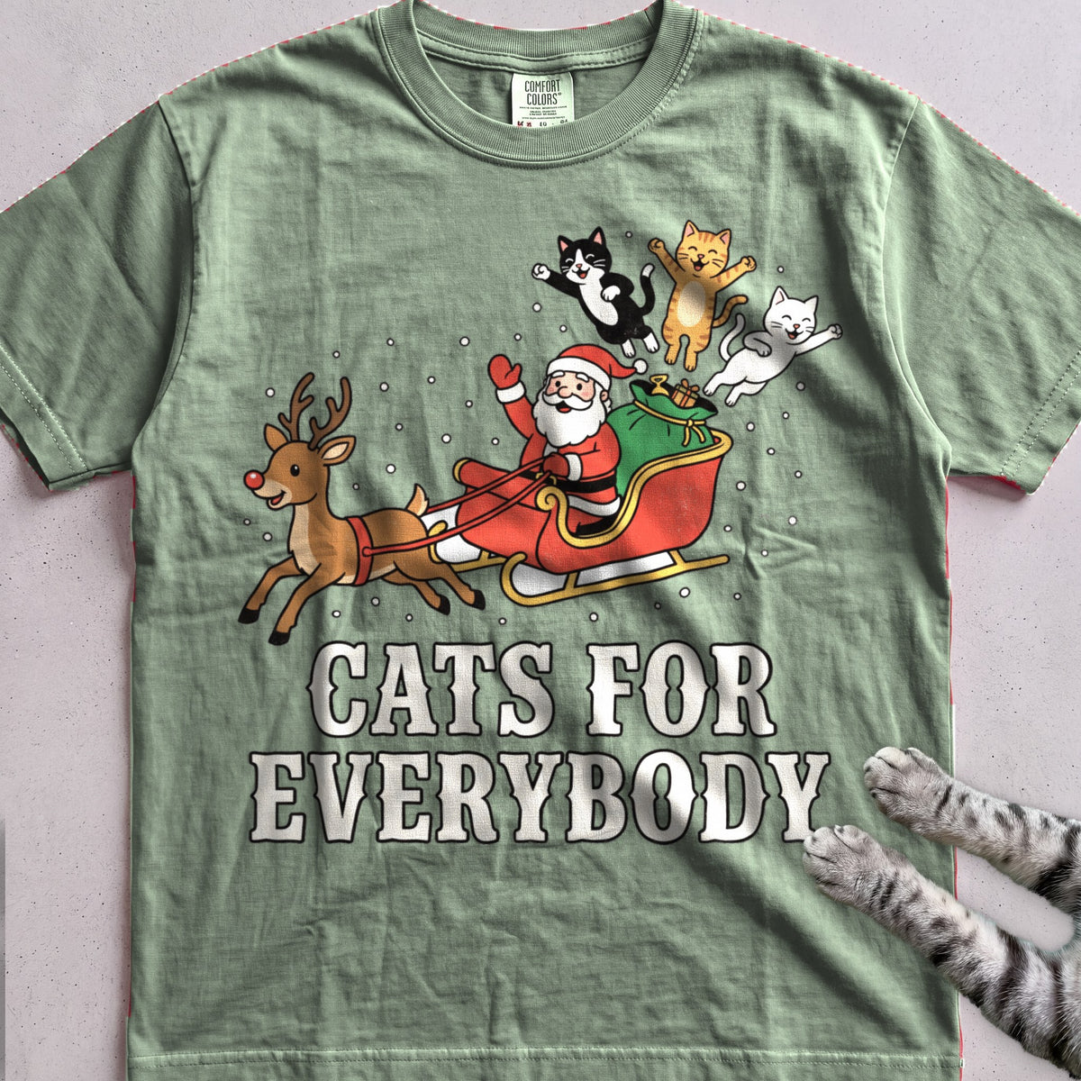 Cats for Everybody T-Shirt - Light Green
