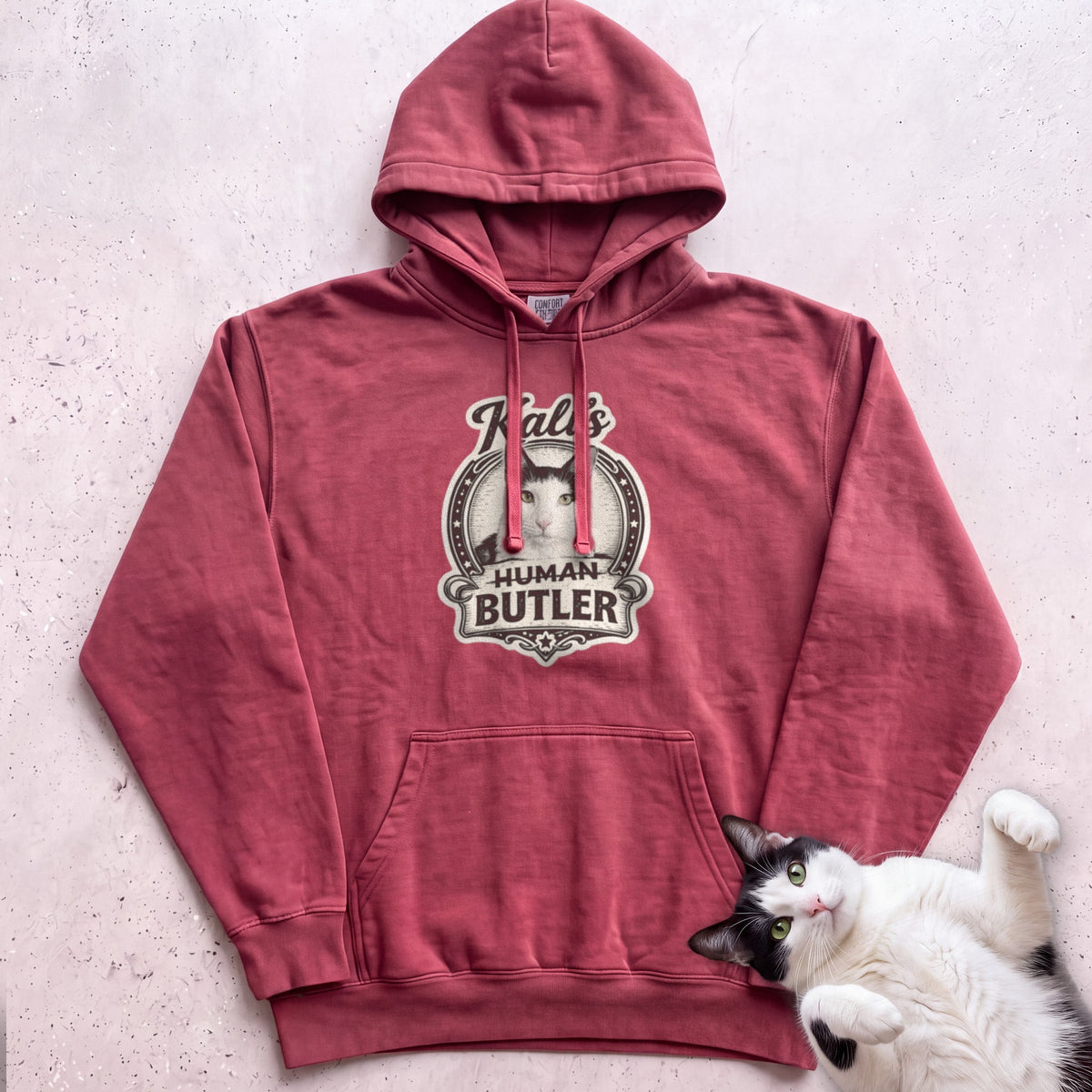 Cat's Human Butler Personalized Custom Hoodie - Crimson