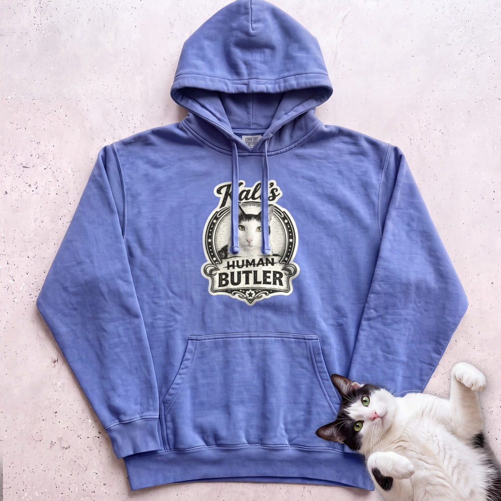 Cat's Human Butler Personalized Custom Hoodie - Flo Blue