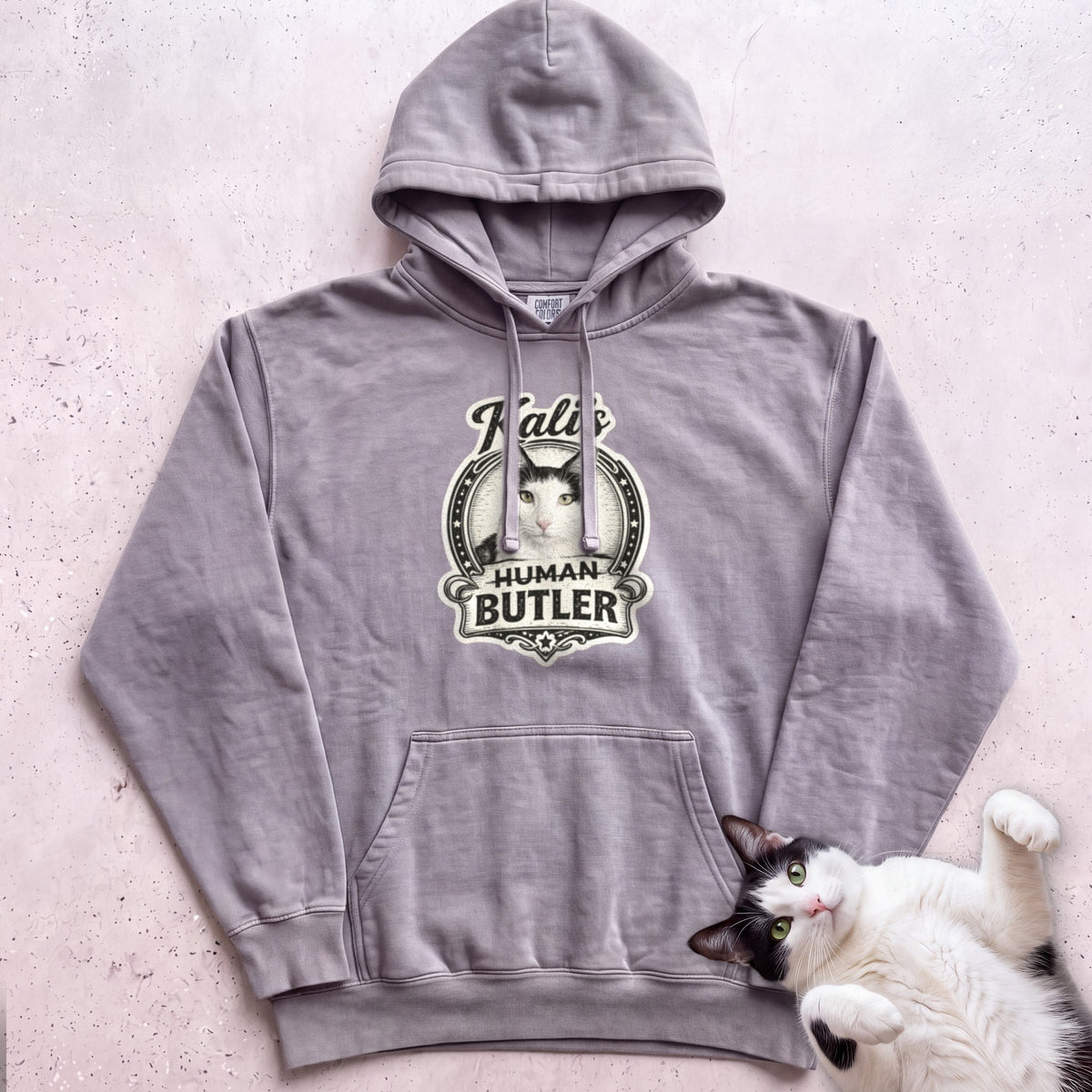Cat's Human Butler Personalized Custom Hoodie - Grey
