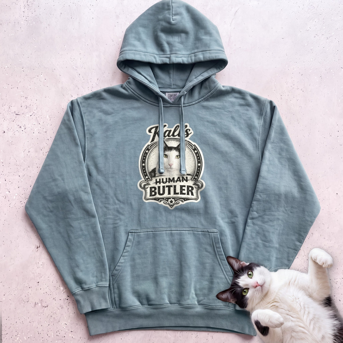 Cat's Human Butler Personalized Custom Hoodie - Seafoam