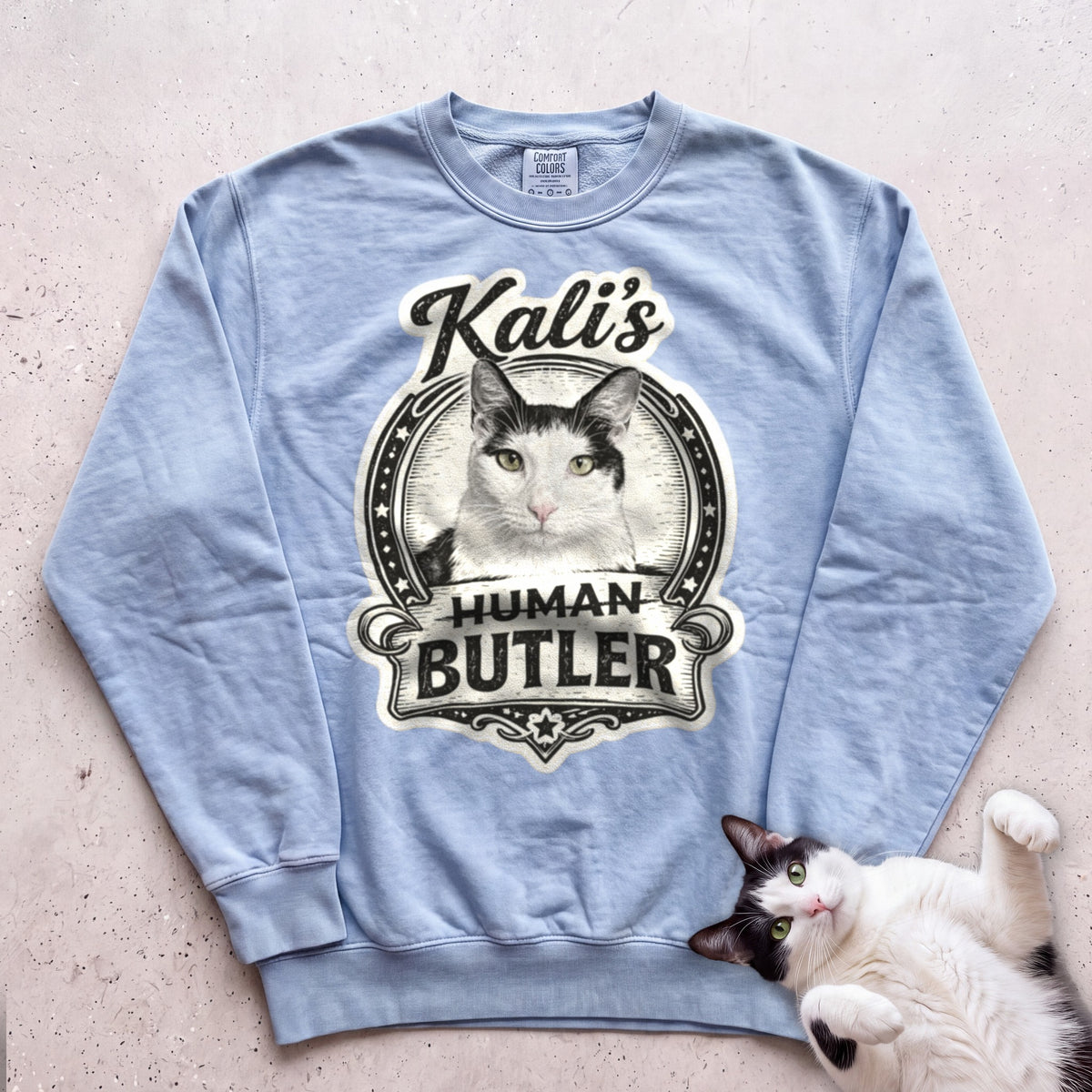 Cat's Human Butler Personalized Custom Sweatshirt - Chambray