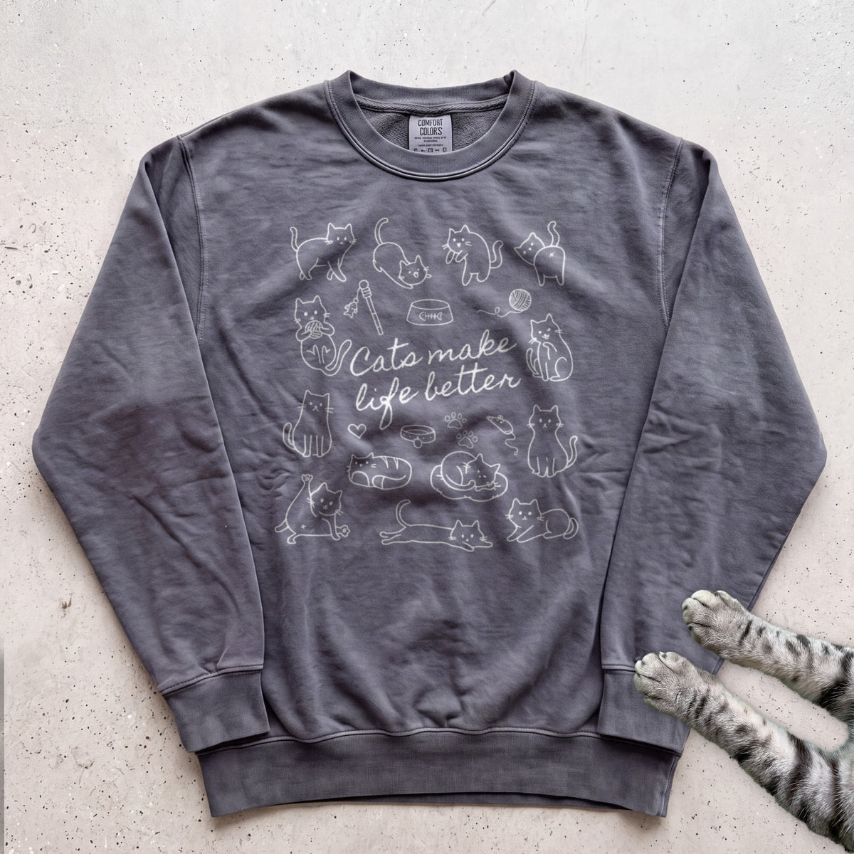 Cats Make Life Better Sweatshirt - Pepper