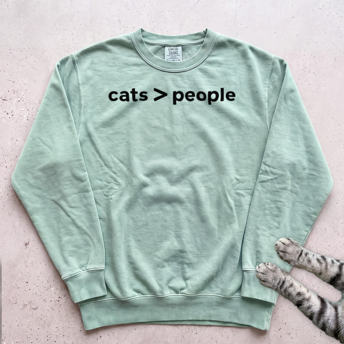 Cats > People Sweatshirt - Light Green