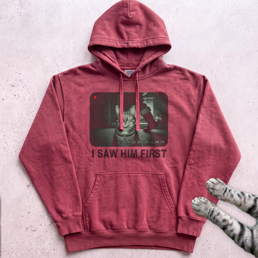 Caught on Camera Cat Hoodie - Crimson