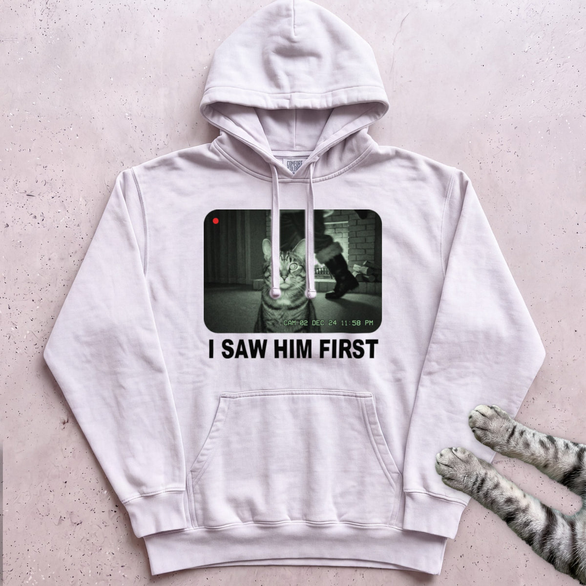 Caught on Camera Cat Hoodie - White