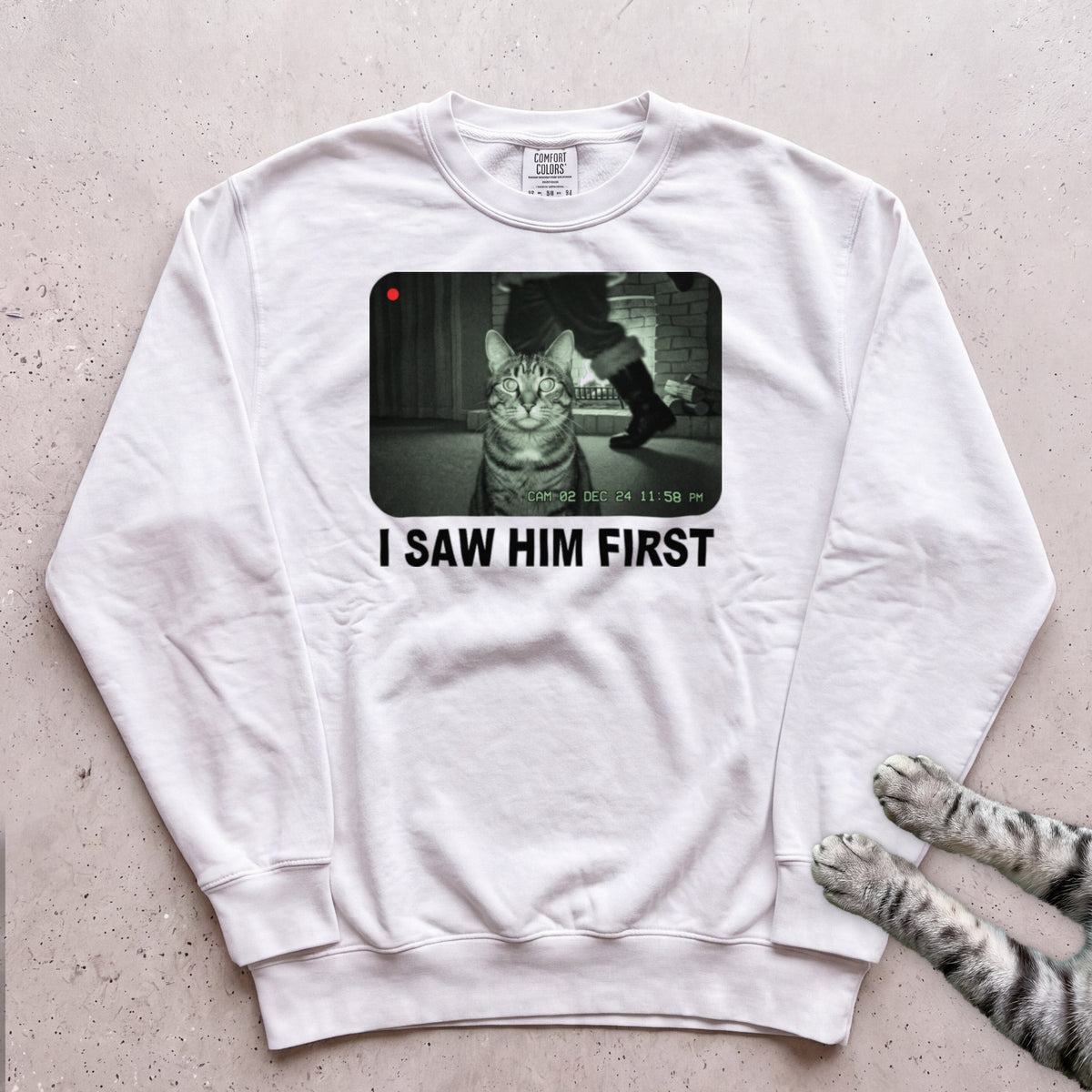 Caught on Camera Cat Sweatshirt - White