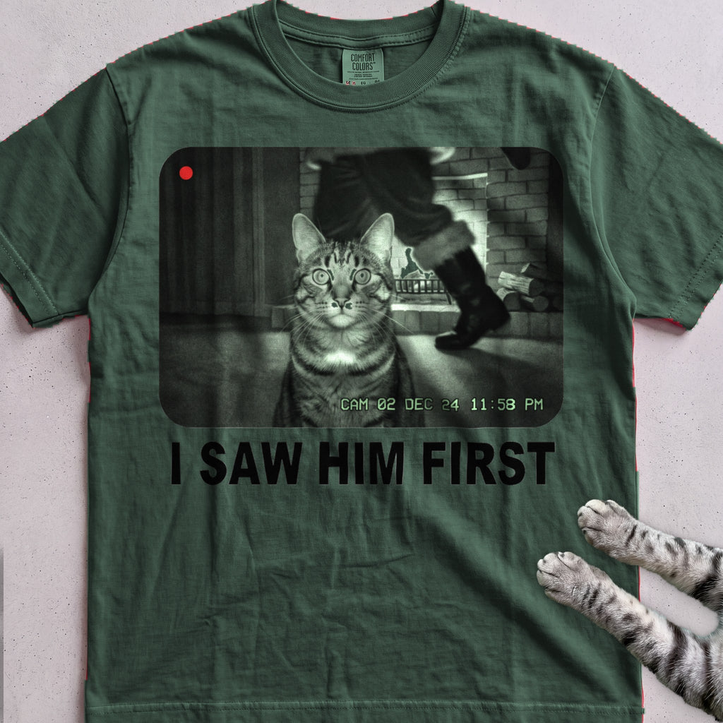 Caught on Camera Cat T-Shirt - Blue Spruce
