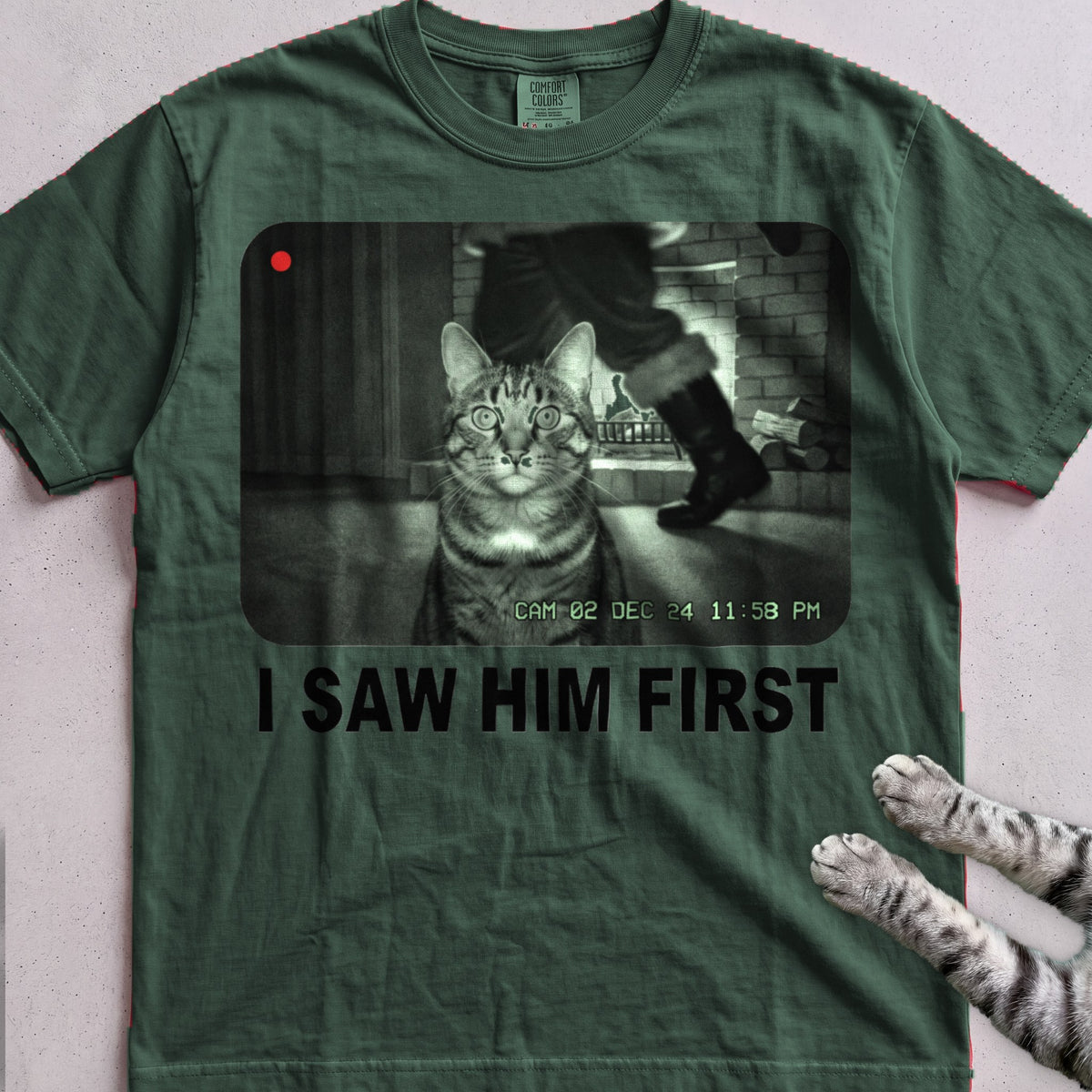 Caught on Camera Cat T-Shirt - Blue Spruce