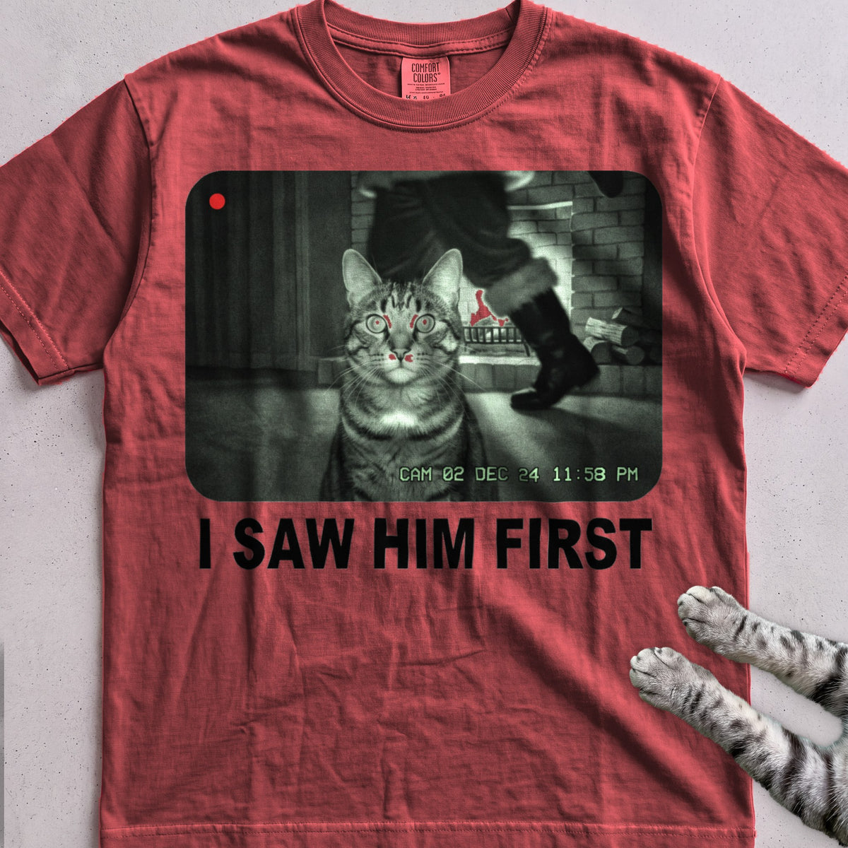 Caught on Camera Cat T-Shirt - Crimson