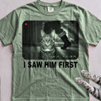 Caught on Camera Cat T-Shirt - Light Green