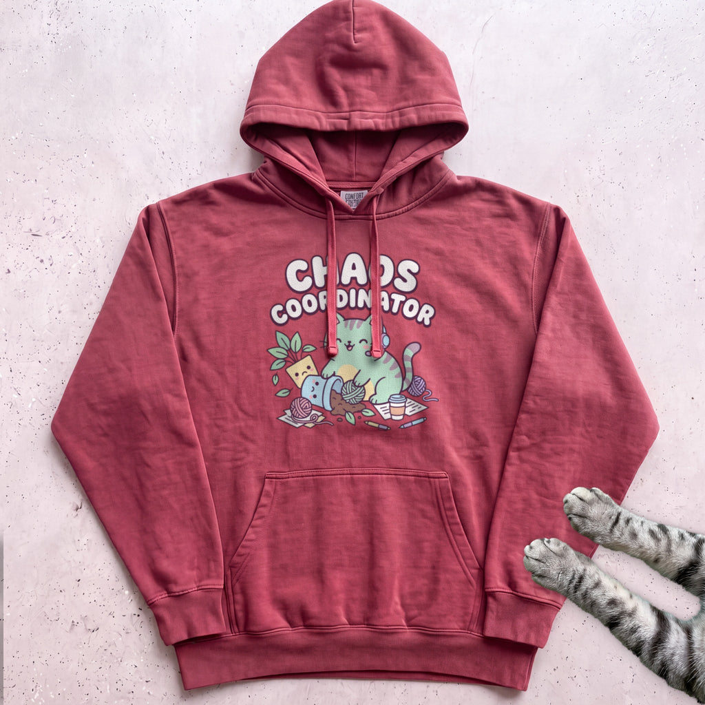 Chaos Coordinator Cat Hoodie - Crimson