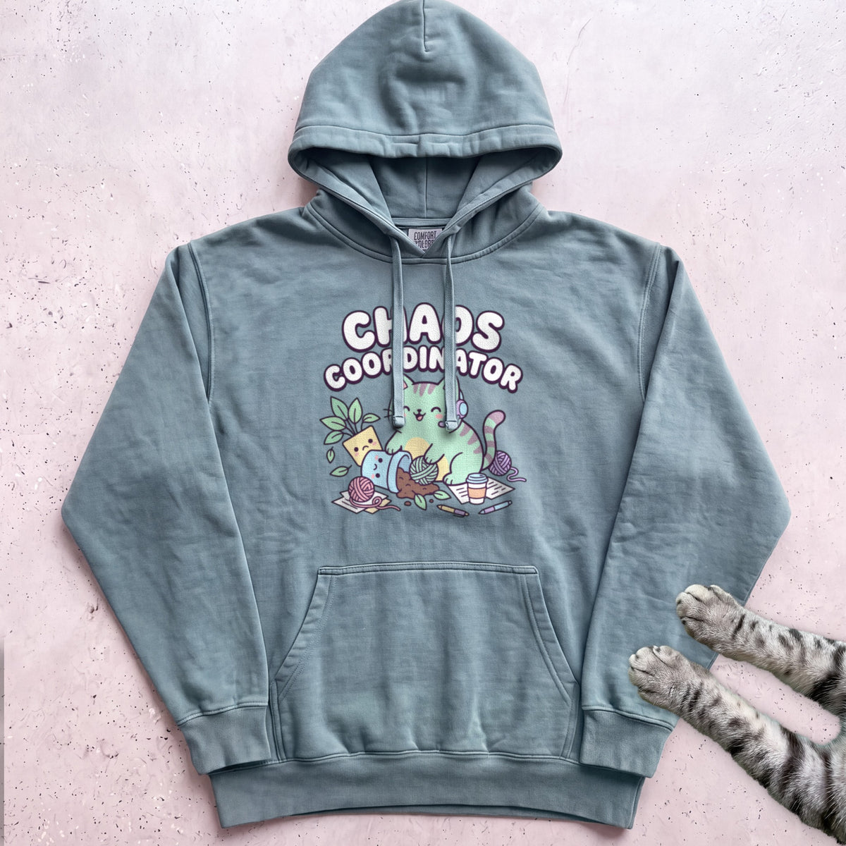 Chaos Coordinator Cat Hoodie - Seafoam