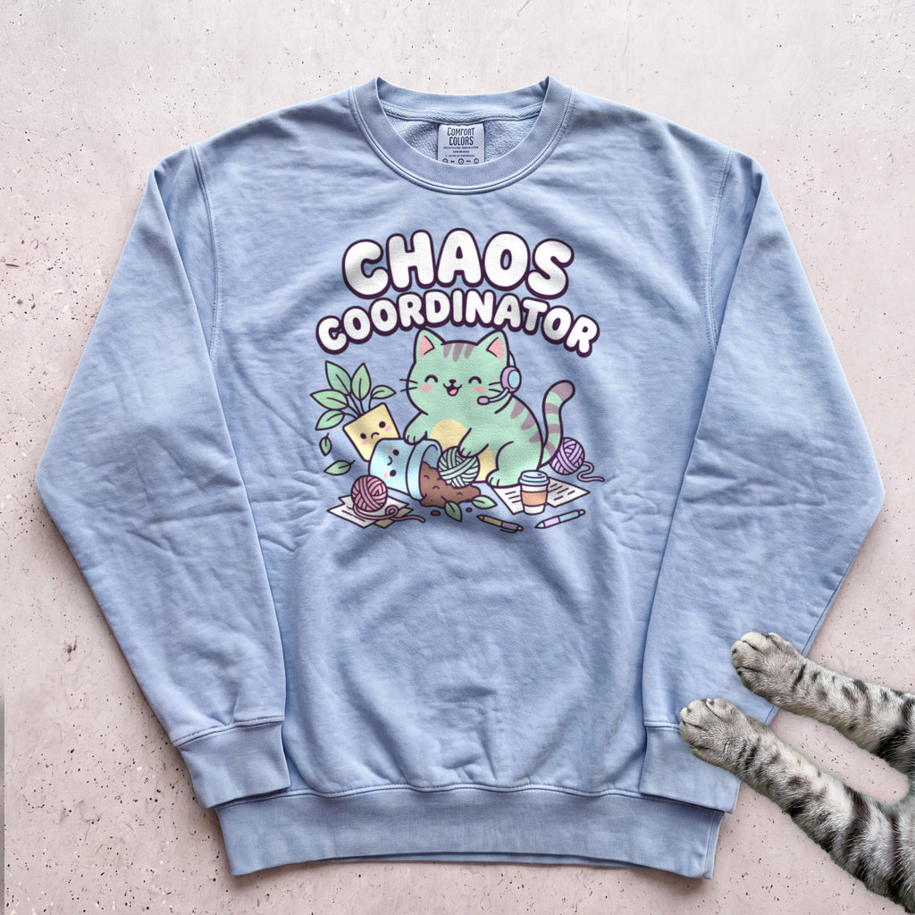 Chaos Coordinator Cat Sweatshirt - Chambray