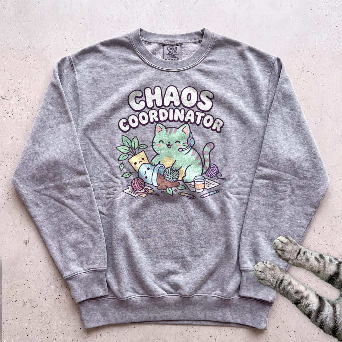 Chaos Coordinator Cat Sweatshirt - Grey