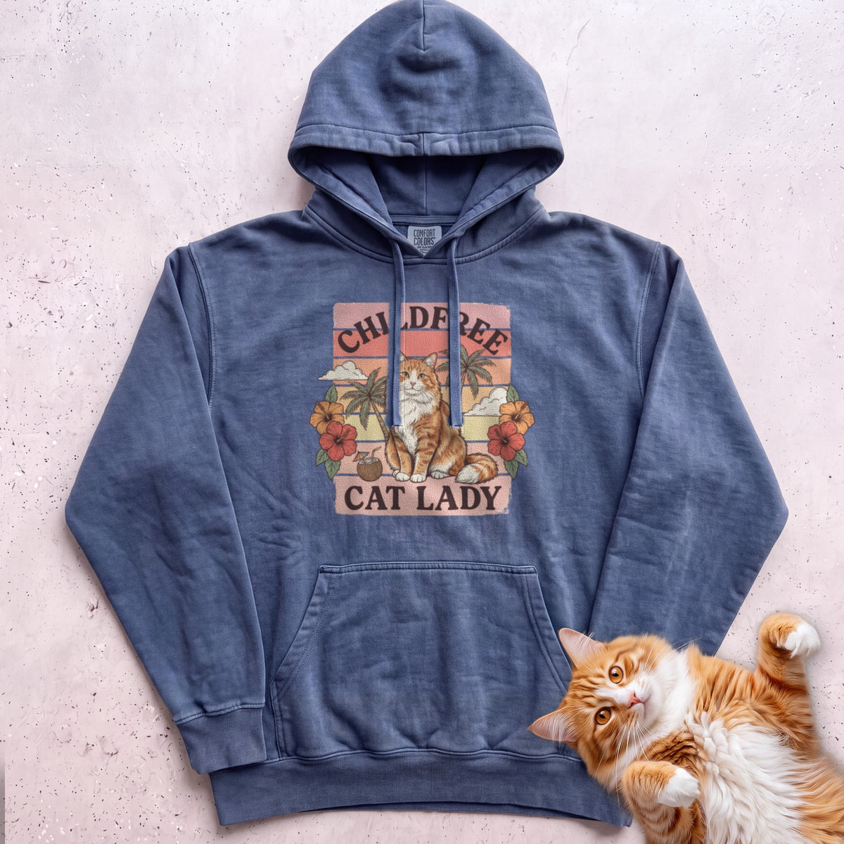 Childfree Cat Lady Customizable Personalized Hoodie - Denim