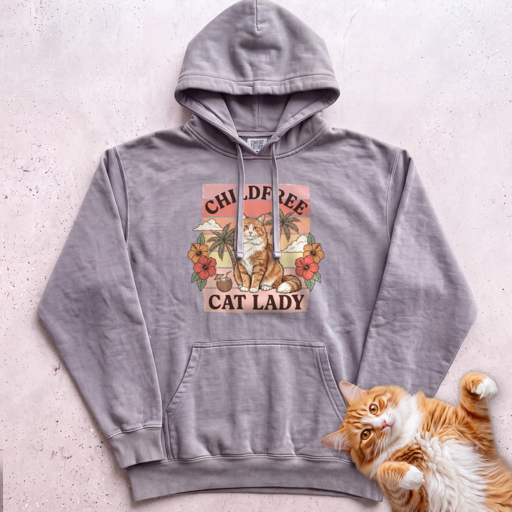 Childfree Cat Lady Customizable Personalized Hoodie - Grey