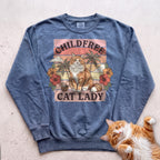 Childfree Cat Lady Customizable Personalized Sweatshirt - Blue Jean