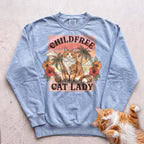 Childfree Cat Lady Customizable Personalized Sweatshirt - Chambray