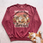 Childfree Cat Lady Customizable Personalized Sweatshirt - Crimson