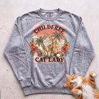 Childfree Cat Lady Customizable Personalized Sweatshirt - Grey