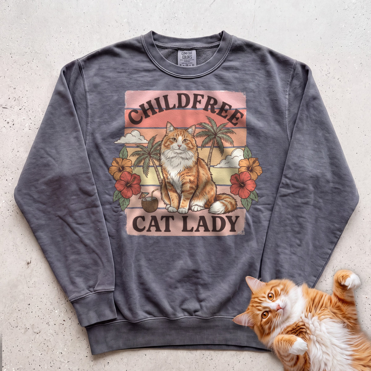 Childfree Cat Lady Customizable Personalized Sweatshirt - Pepper