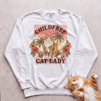 Childfree Cat Lady Customizable Personalized Sweatshirt - White