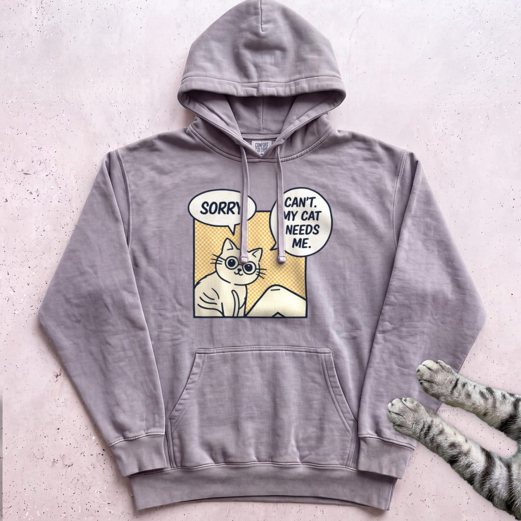 Comic Cat Hoodie - Grey