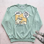Comic Cat Sweatshirt - Light Green