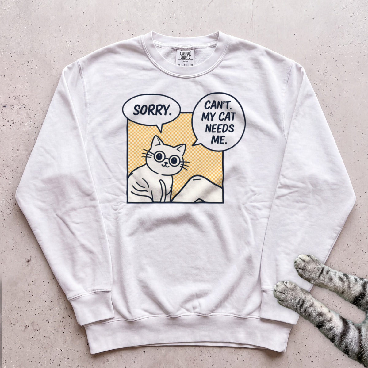 Comic Cat Sweatshirt - White