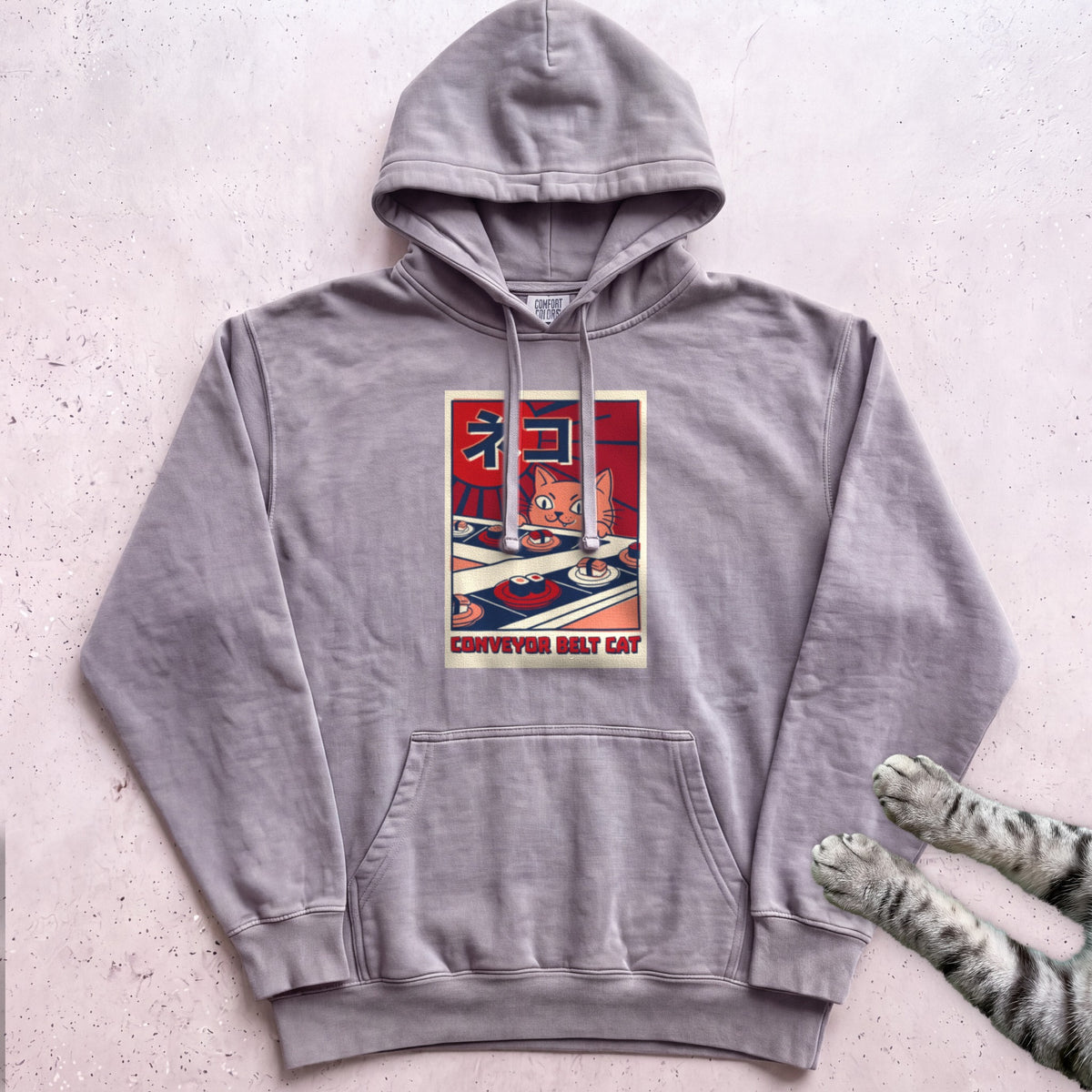 Conveyor Belt Cat Hoodie - Grey